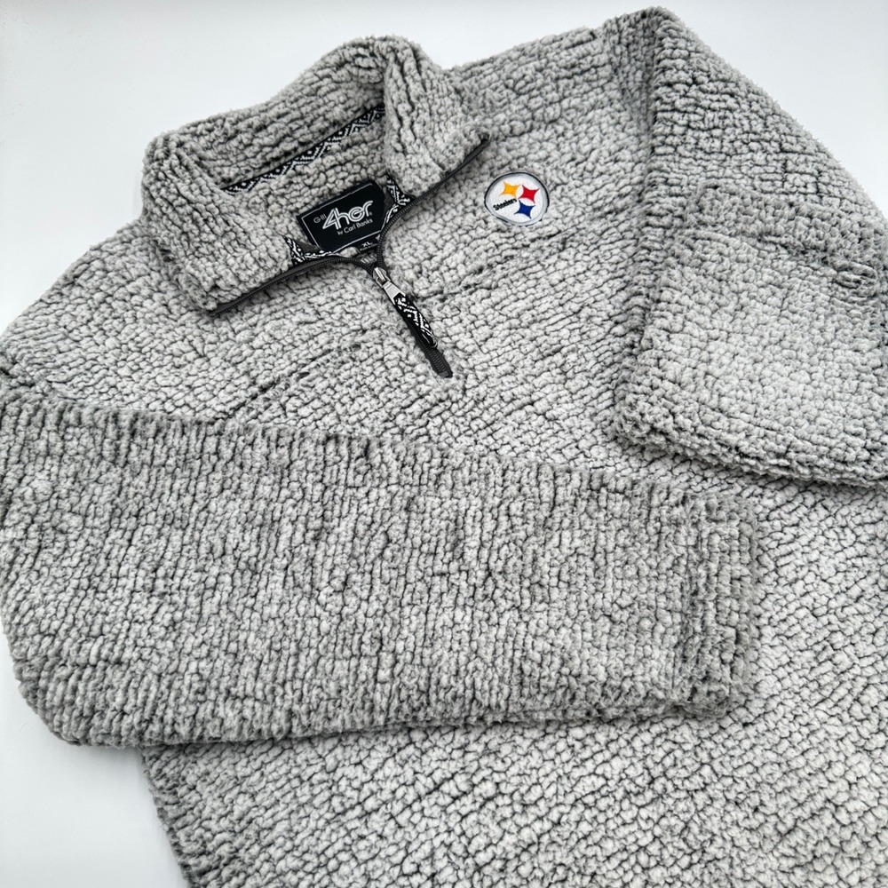 G-III Pittsburgh Steelers Pullover Women XL Grey Excellent Sherpa Fleece NFL